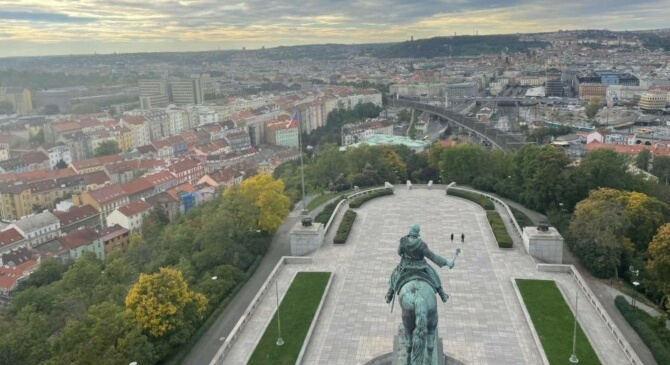 The National Memorial in Vítkov : a glorious and spectacular view of Prague